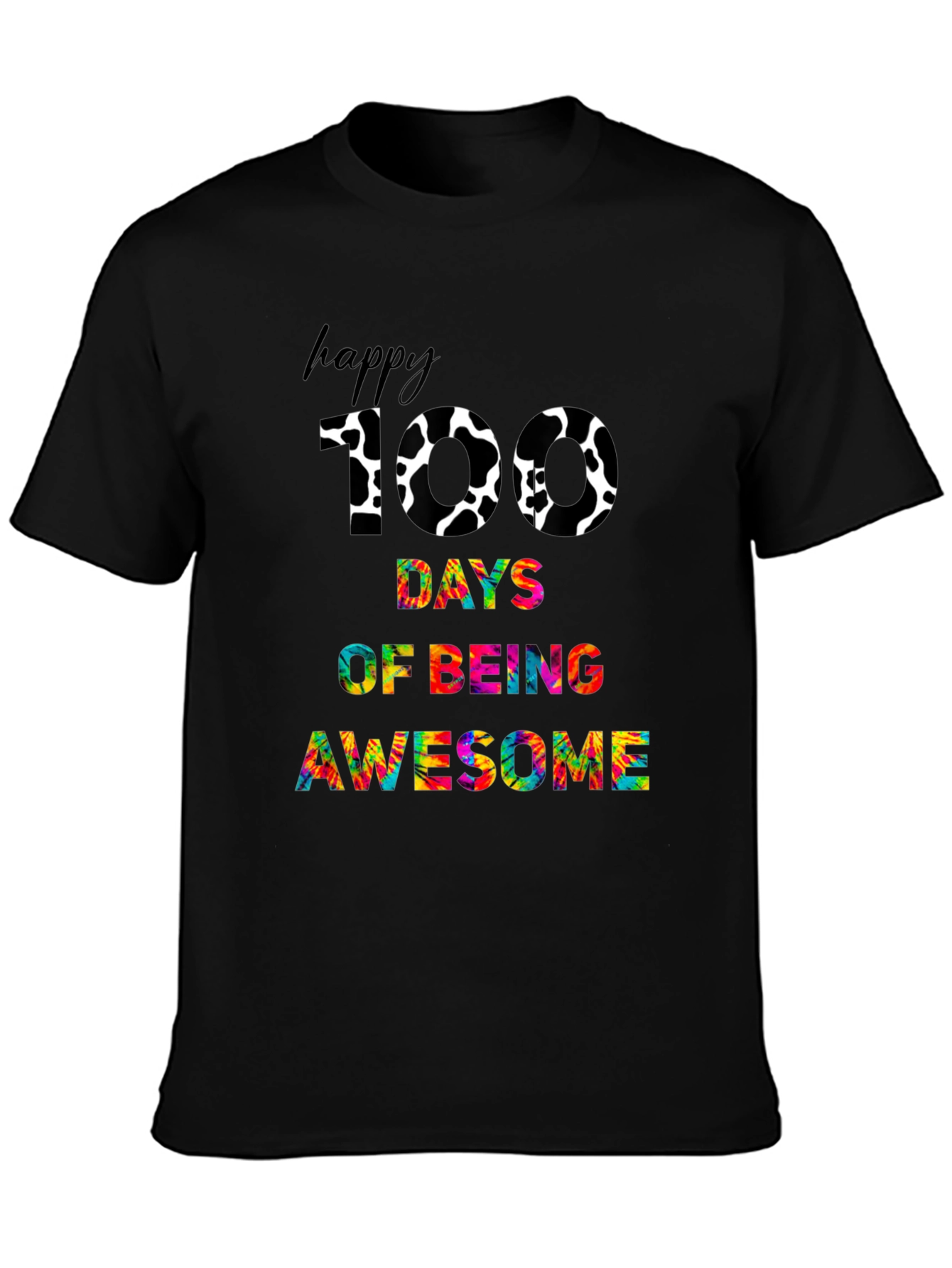 Happy 100 Days Awesome Black T-shirt
