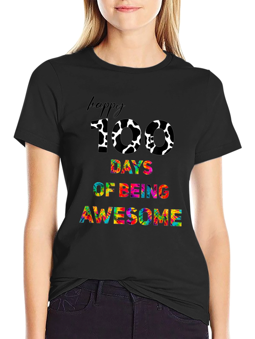 Happy 100 Days Awesome Black T-shirt