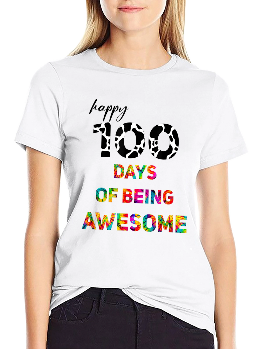 Happy 100 Days Awesome Black T-shirt