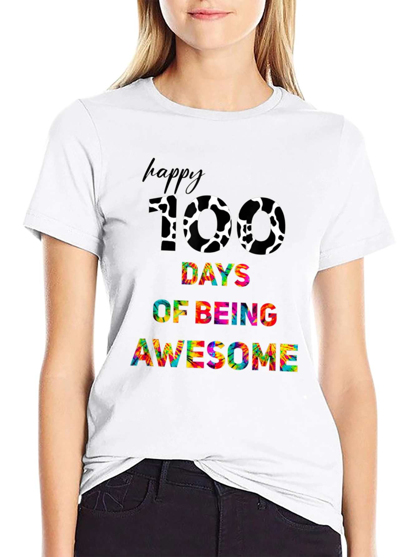 Happy 100 Days Awesome Black T-shirt
