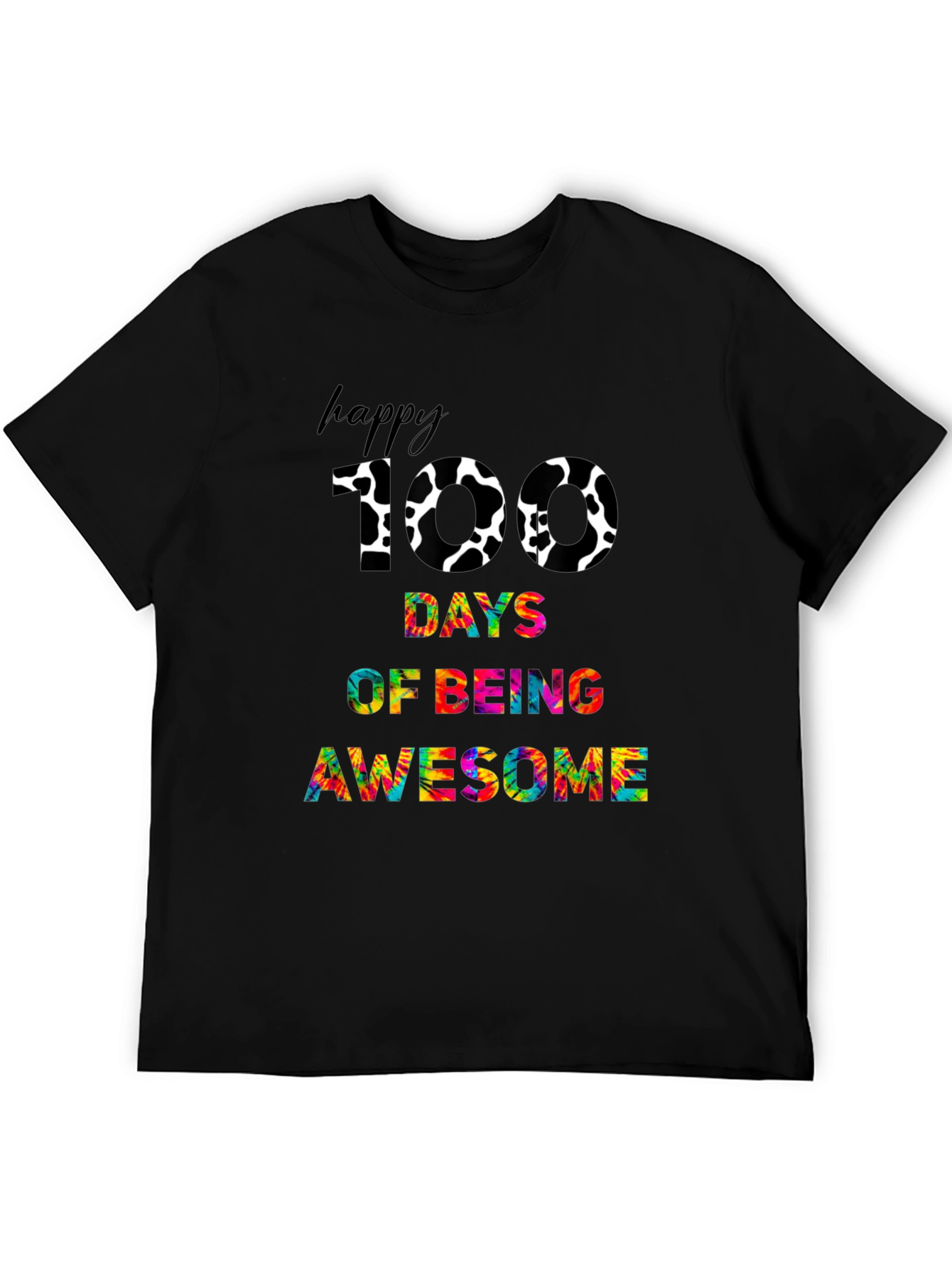 Happy 100 Days Awesome Black T-shirt