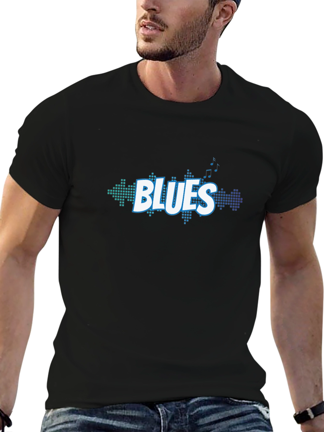 Blues Music Graphic Tee - Black Cotton T-Shirt