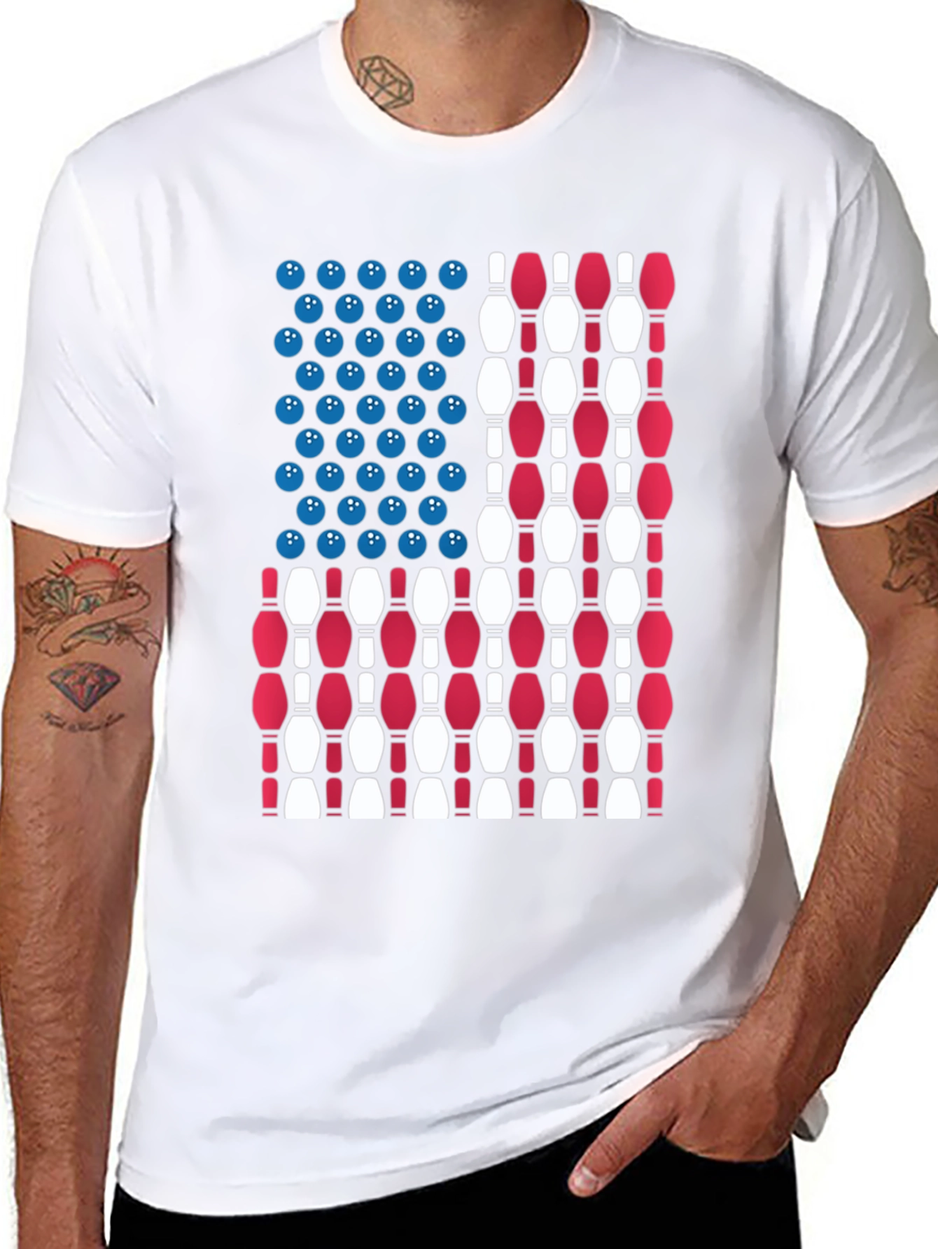 Bowling USA Flag T-Shirt Patriotic Apparel