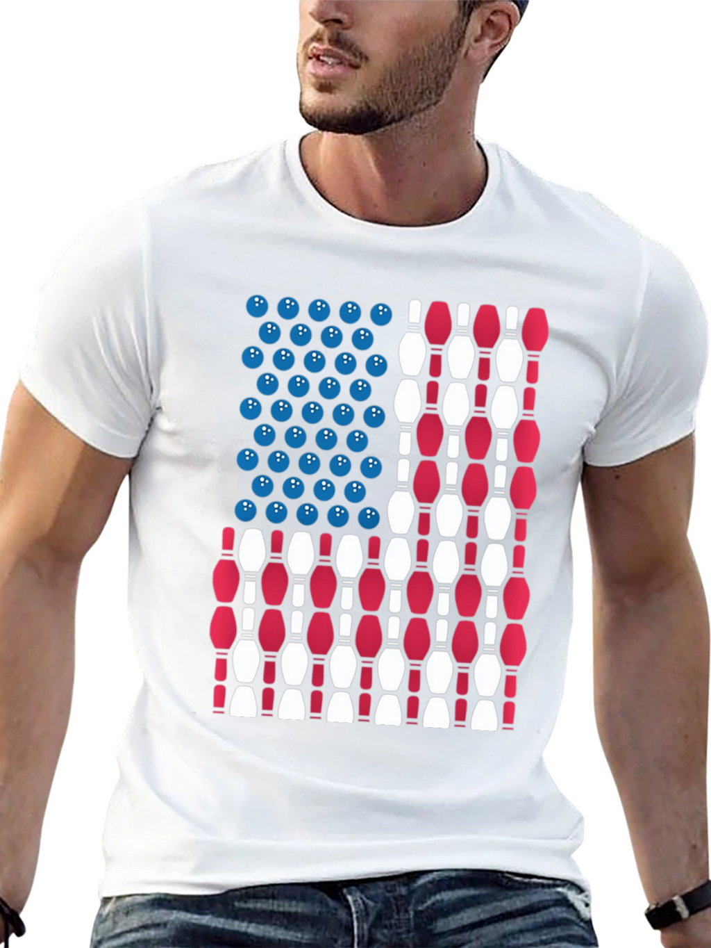 Bowling USA Flag T-Shirt Patriotic Apparel