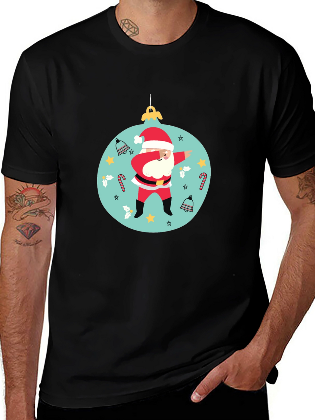 Dabbing Santa Christmas Ornament T-Shirt