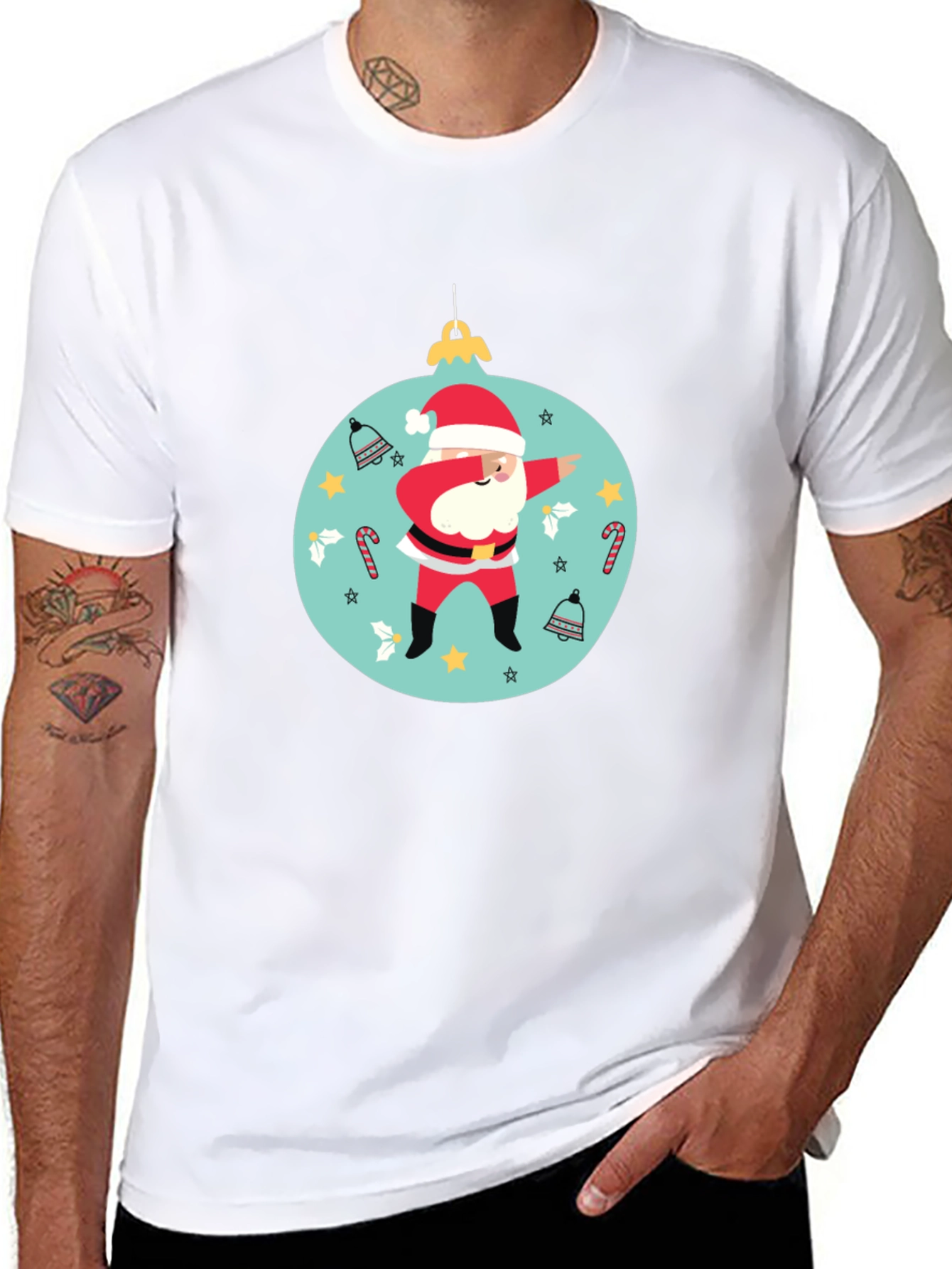 Dabbing Santa Christmas Ornament T-Shirt