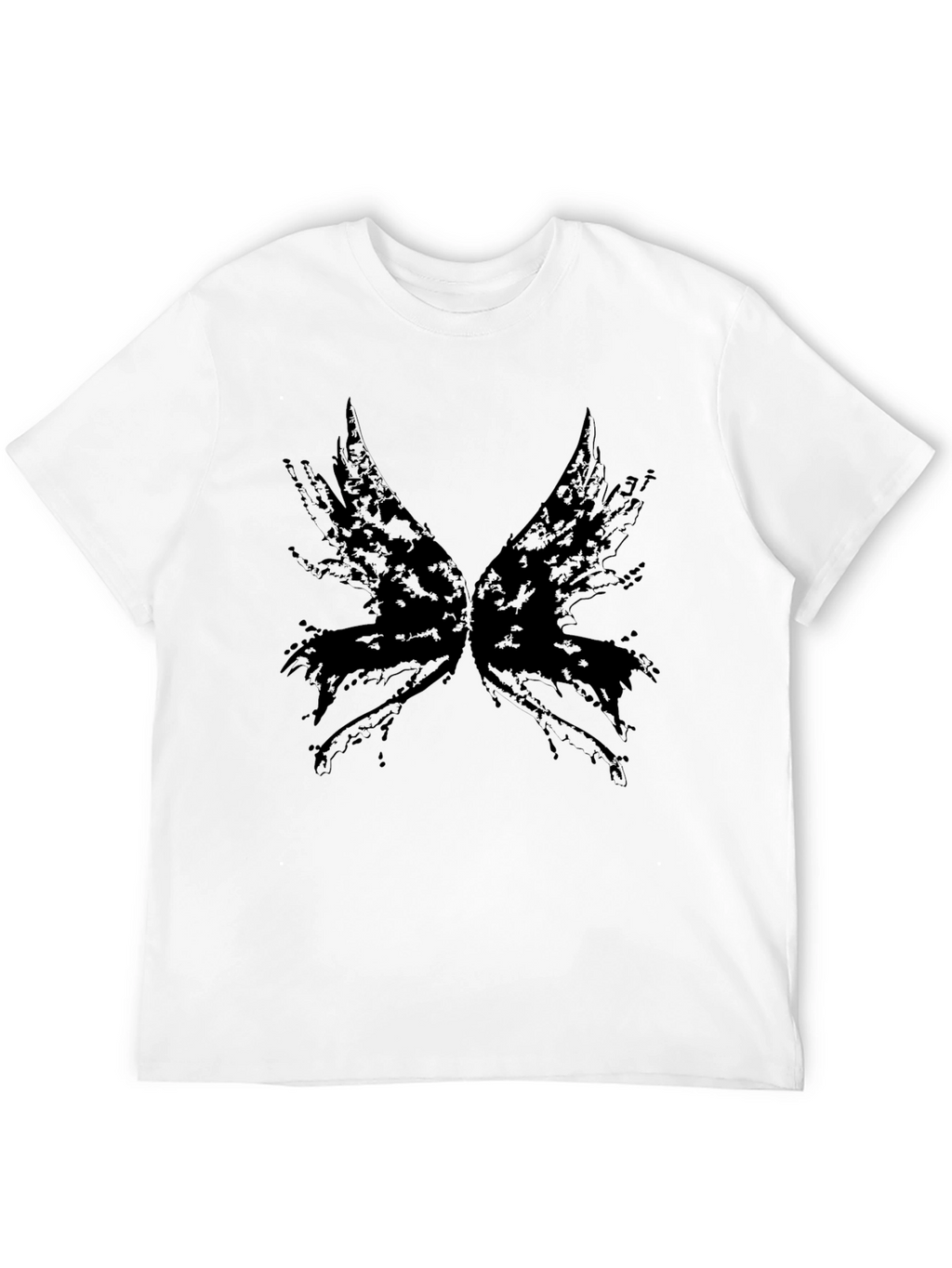 Abstract Wings Graphic Tee - Black Cotton Blend
