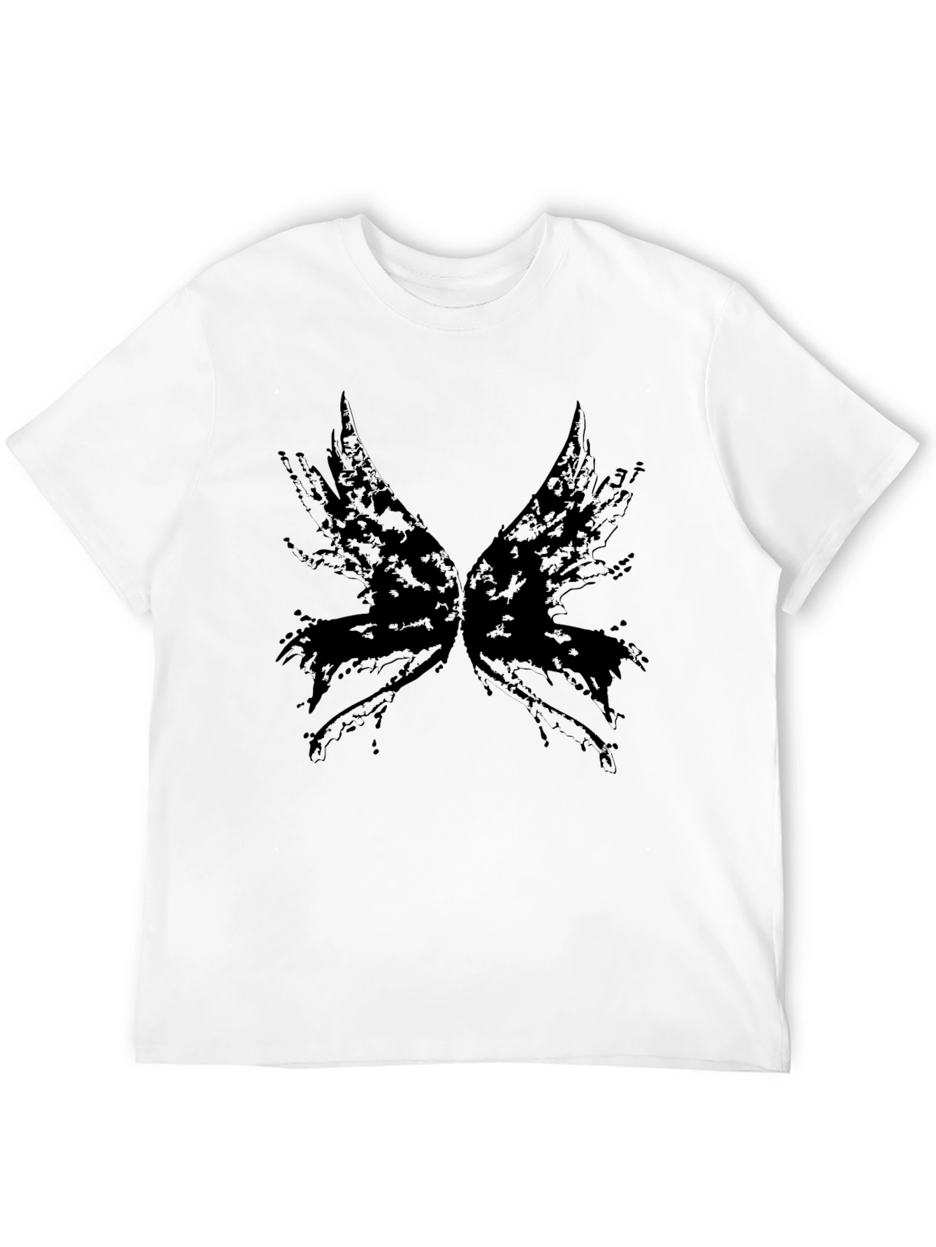 Abstract Wings Graphic Tee - Black Cotton Blend