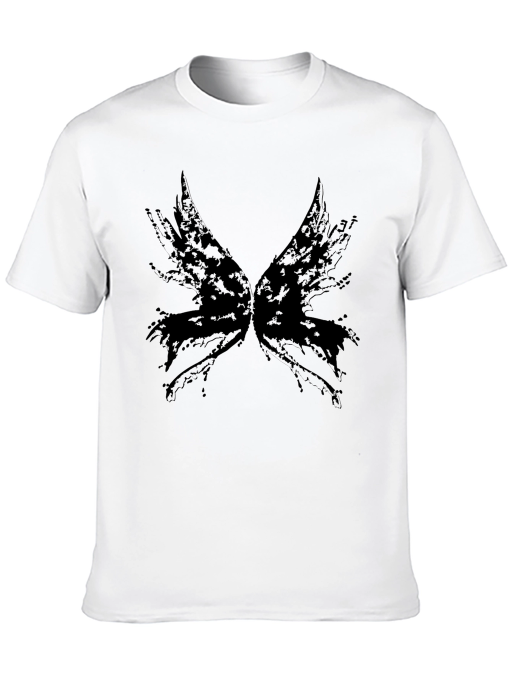 Abstract Wings Graphic Tee - Black Cotton Blend