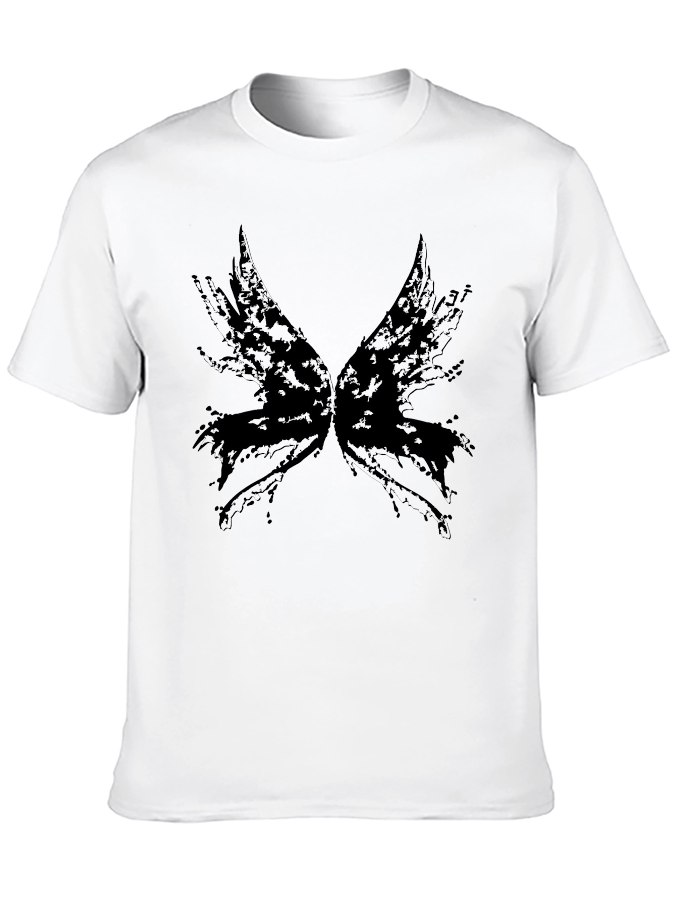 Abstract Wings Graphic Tee - Black Cotton Blend