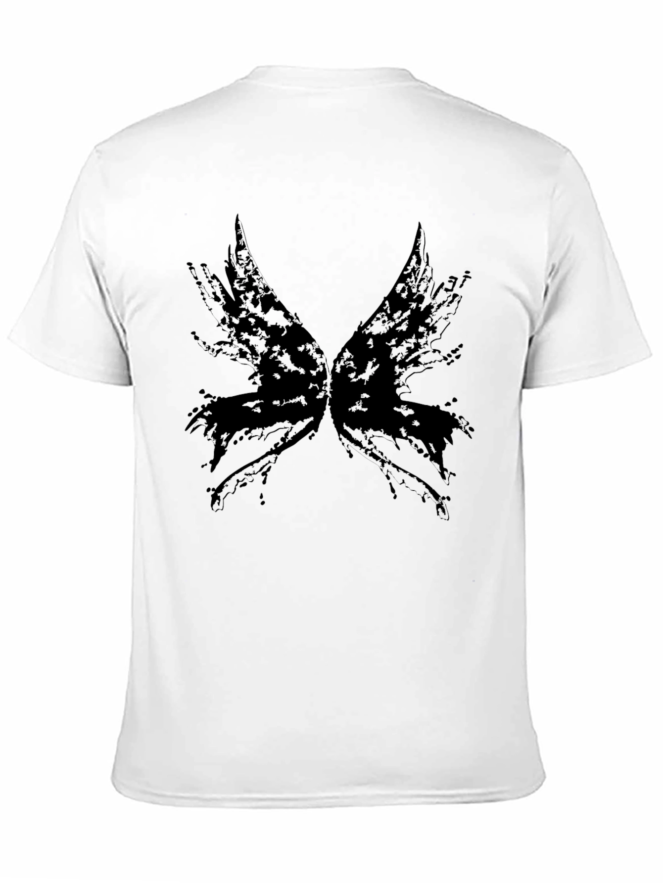 Abstract Wings Graphic Tee - Black Cotton Blend