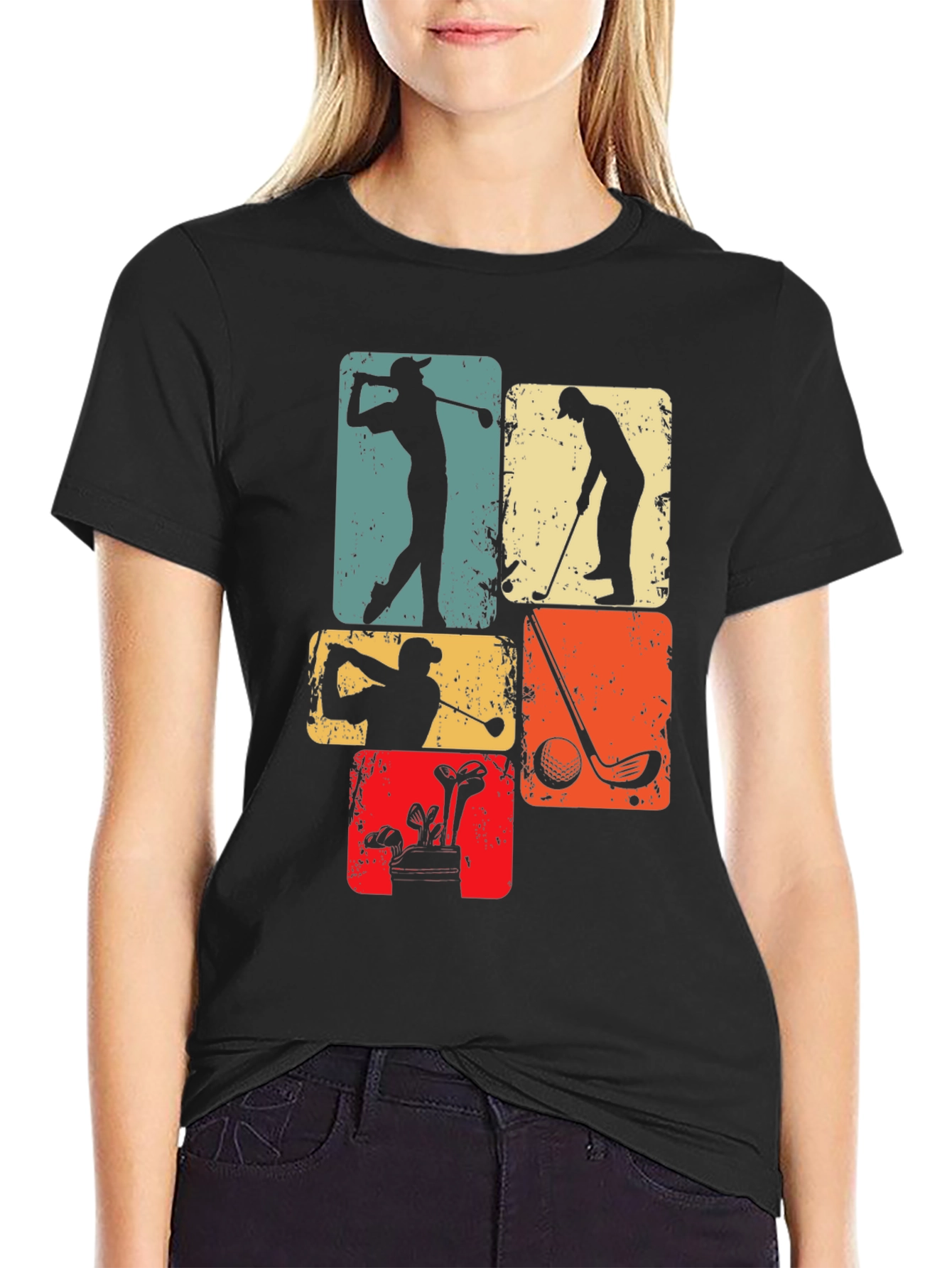 Vintage Golf T-Shirt - Golfer Silhouette Design