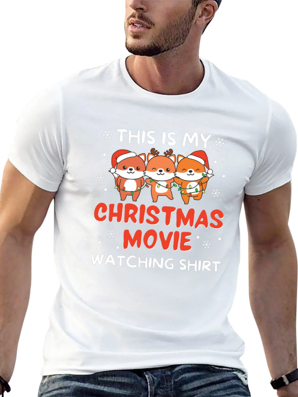 Christmas Movie Watching Shirt with Cute Foxes