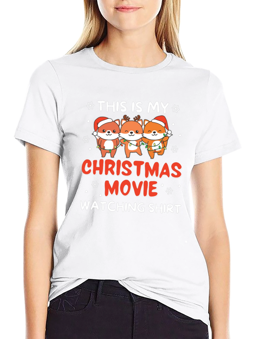 Christmas Movie Watching Shirt with Cute Foxes