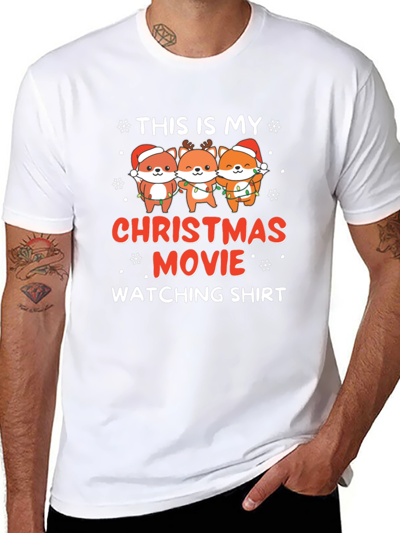 Christmas Movie Watching Shirt with Cute Foxes