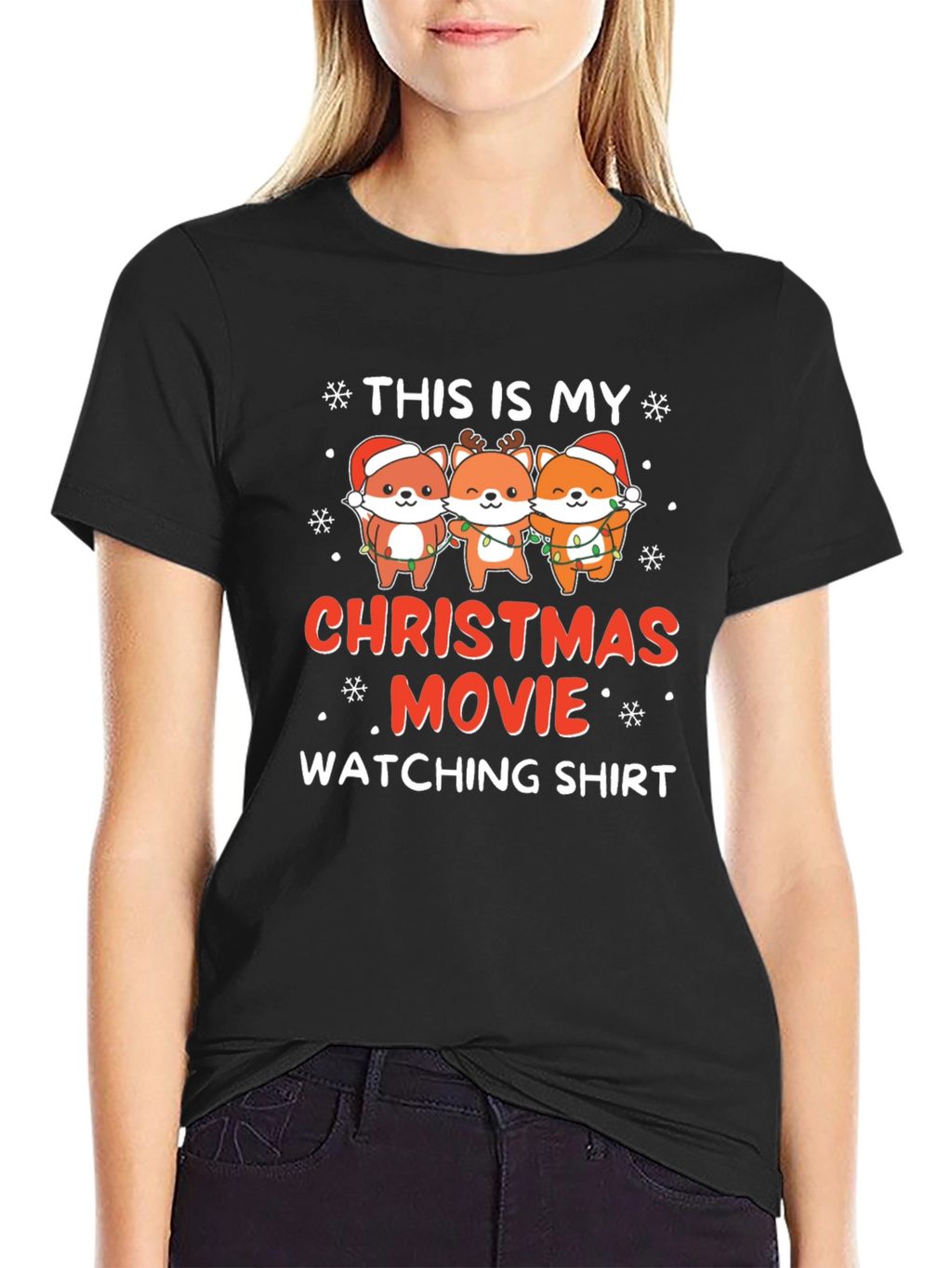 Christmas Movie Watching Shirt with Cute Foxes