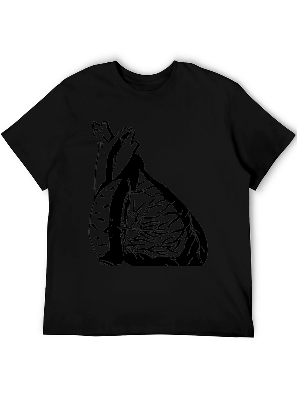 Anatomical Heart Graphic Tee - Black Cotton Casual T-Shirt
