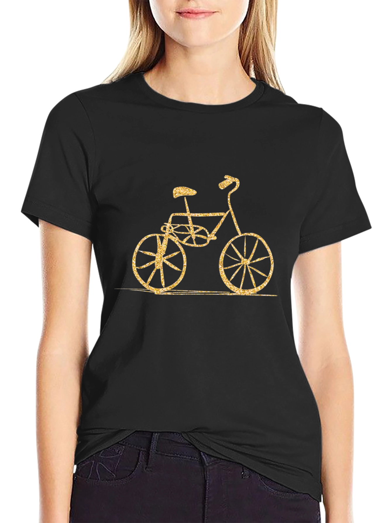 Vintage Bike Graphic Tee - Black Cotton Blend