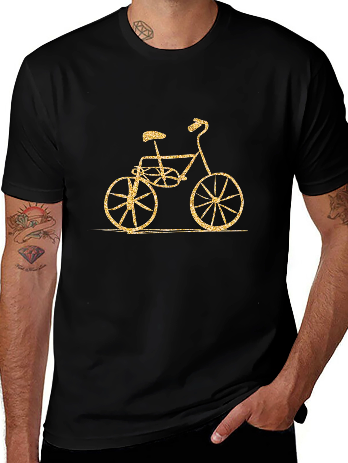 Vintage Bike Graphic Tee - Black Cotton Blend