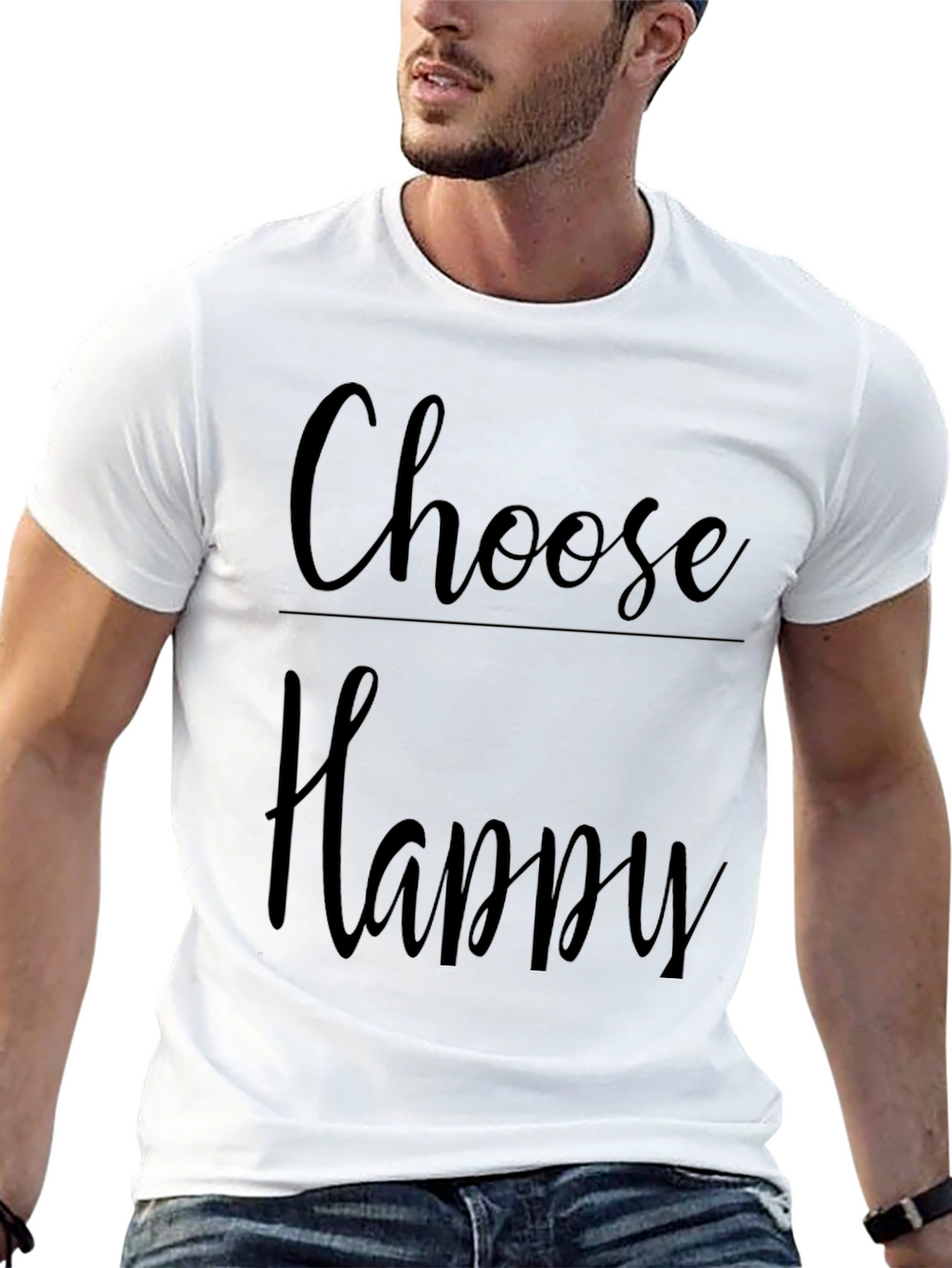 Choose Happy Graphic Tee -  Comfortable Black T-Shirt