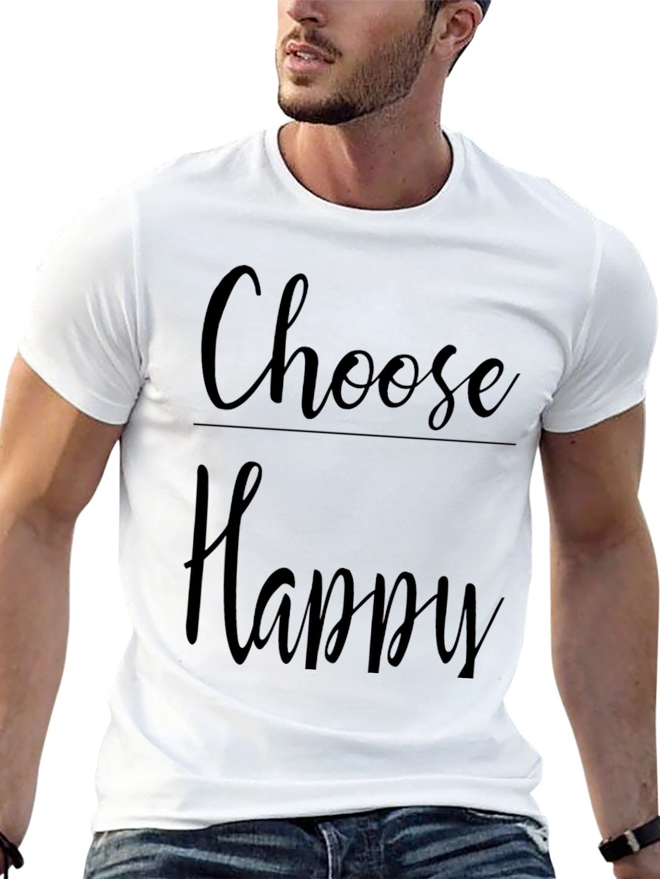 Choose Happy Graphic Tee -  Comfortable Black T-Shirt