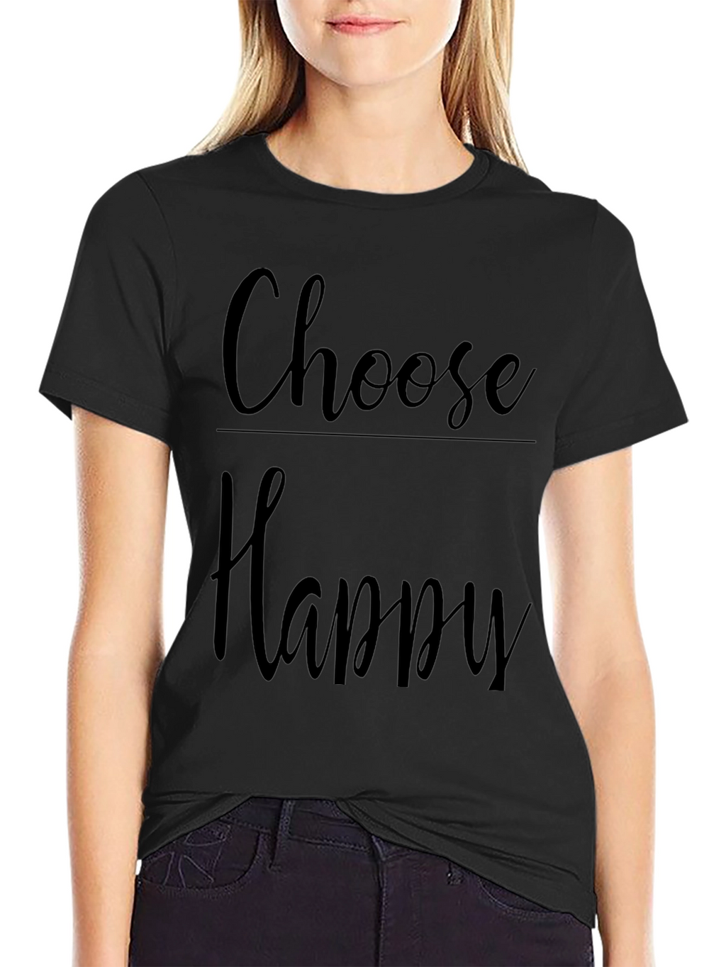 Choose Happy Graphic Tee -  Comfortable Black T-Shirt
