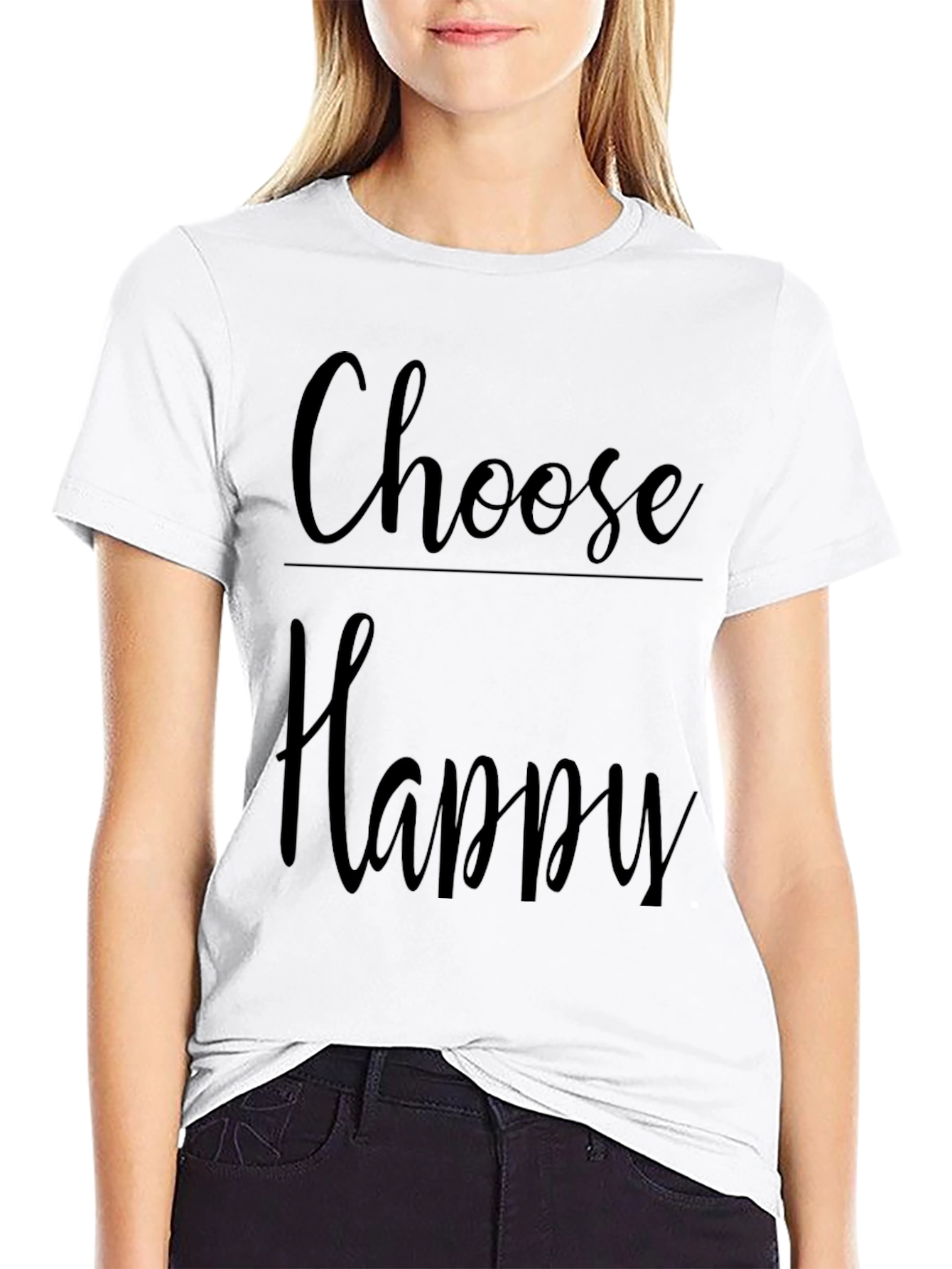 Choose Happy Graphic Tee -  Comfortable Black T-Shirt