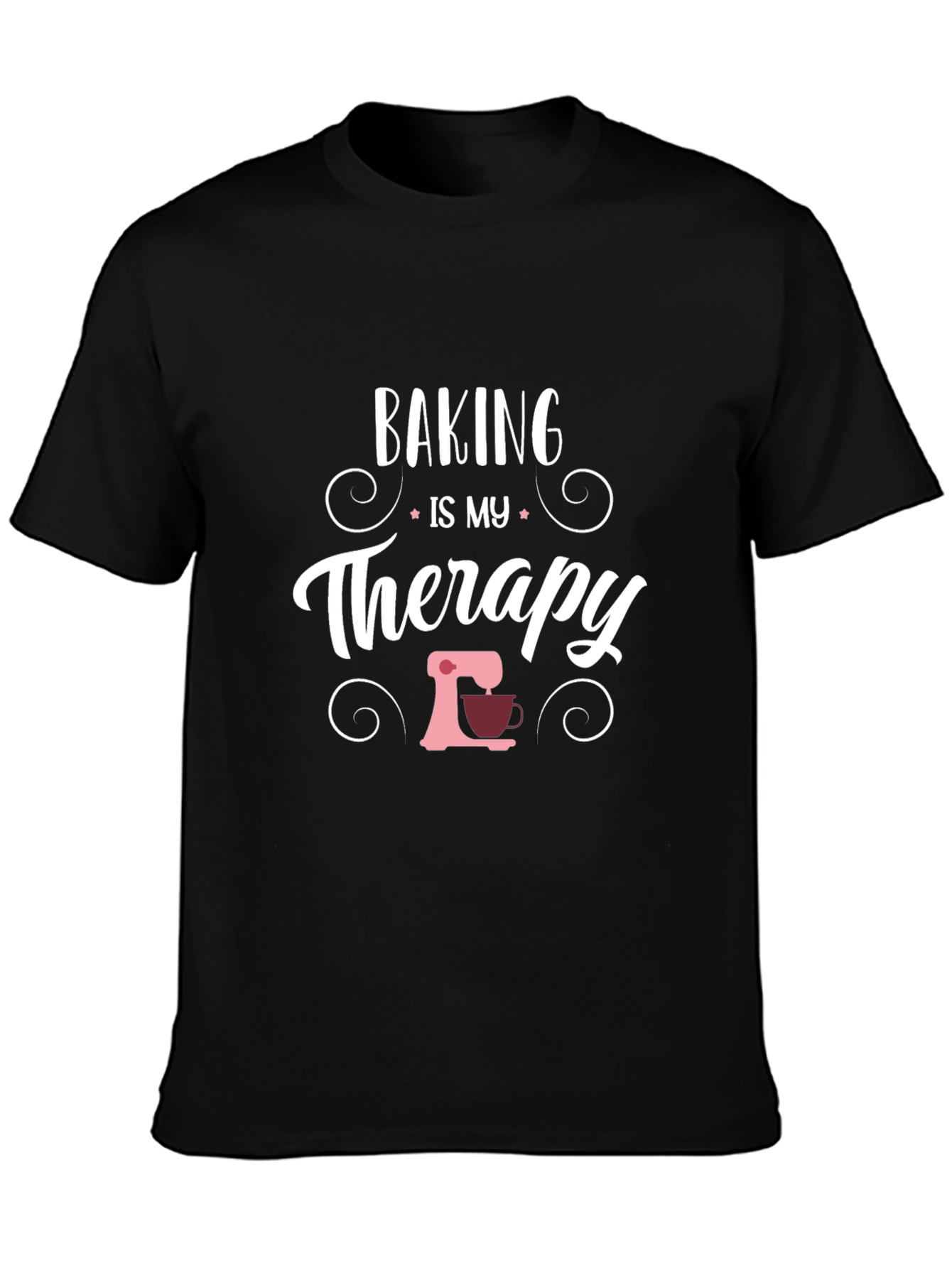 Baking is My Therapy Graphic Tee - Unisex Black T-Shirt