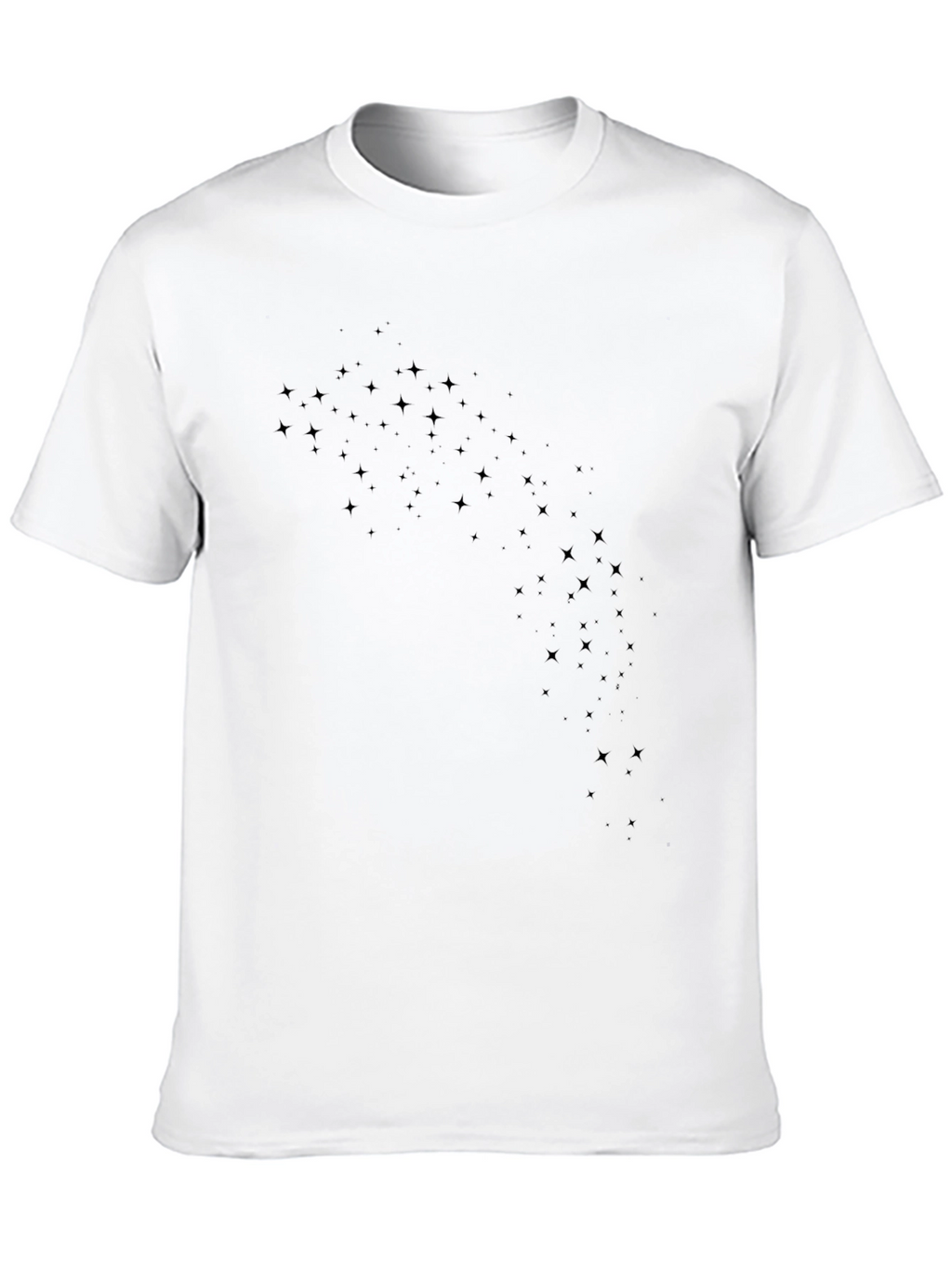 Mens Black Star Pattern Crew Neck T-Shirt