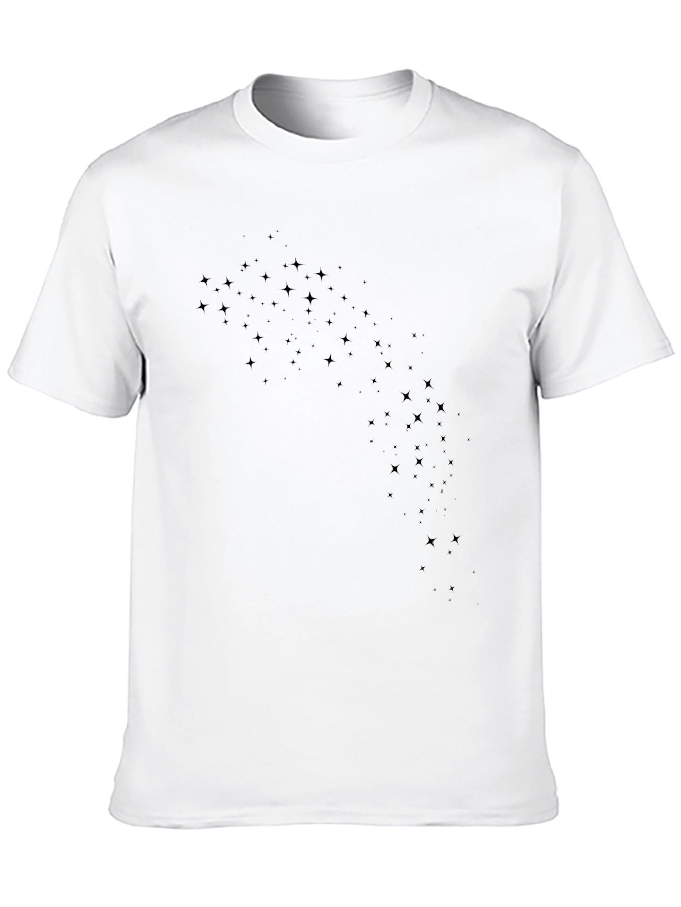 Mens Black Star Pattern Crew Neck T-Shirt