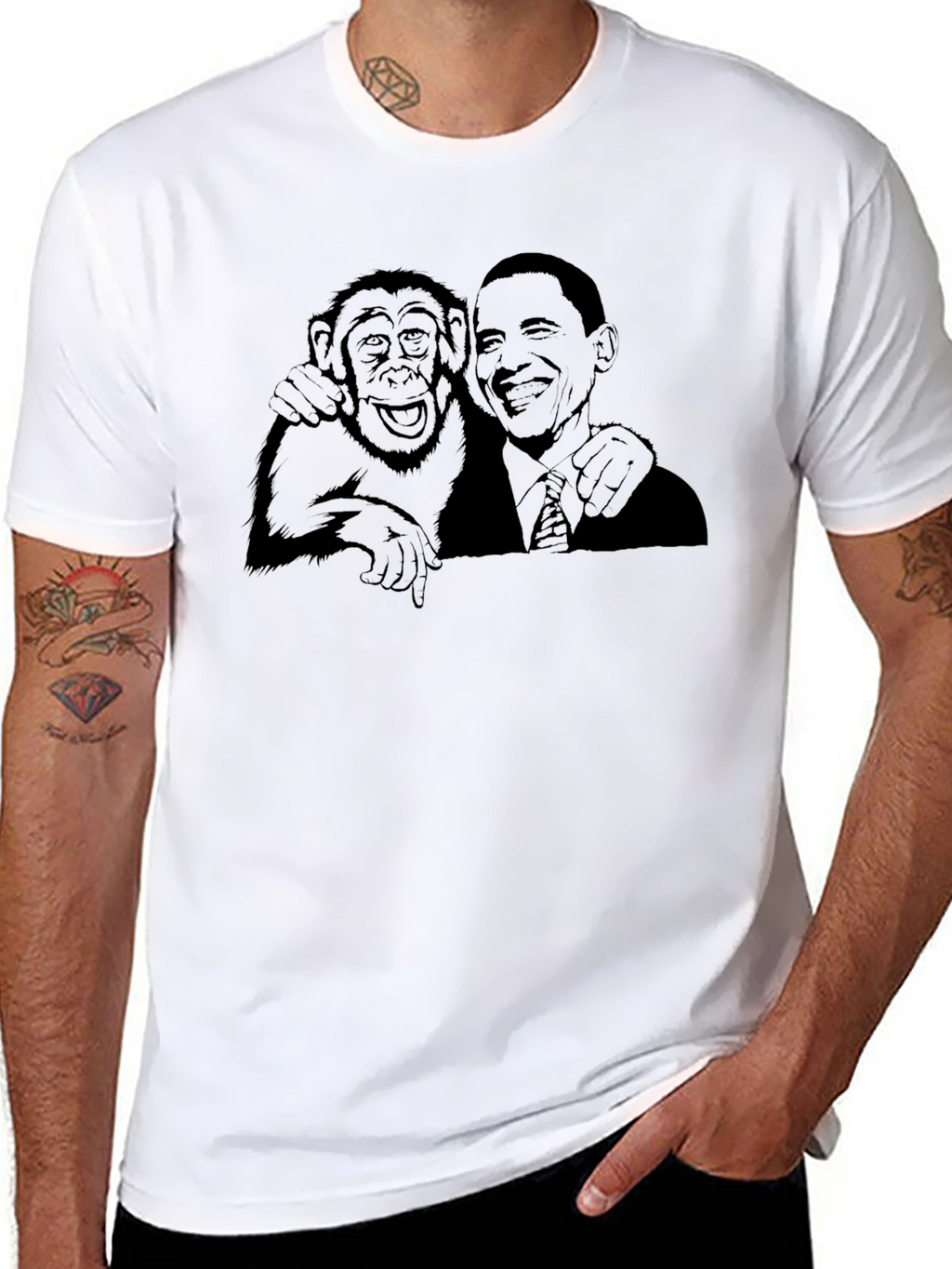 Obama & Monkey Black Graphic Tee