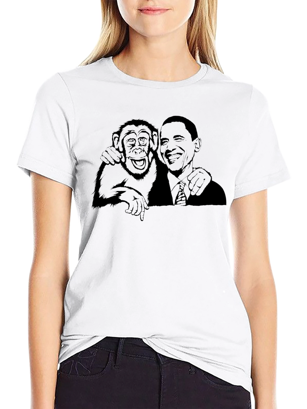 Obama & Monkey Black Graphic Tee