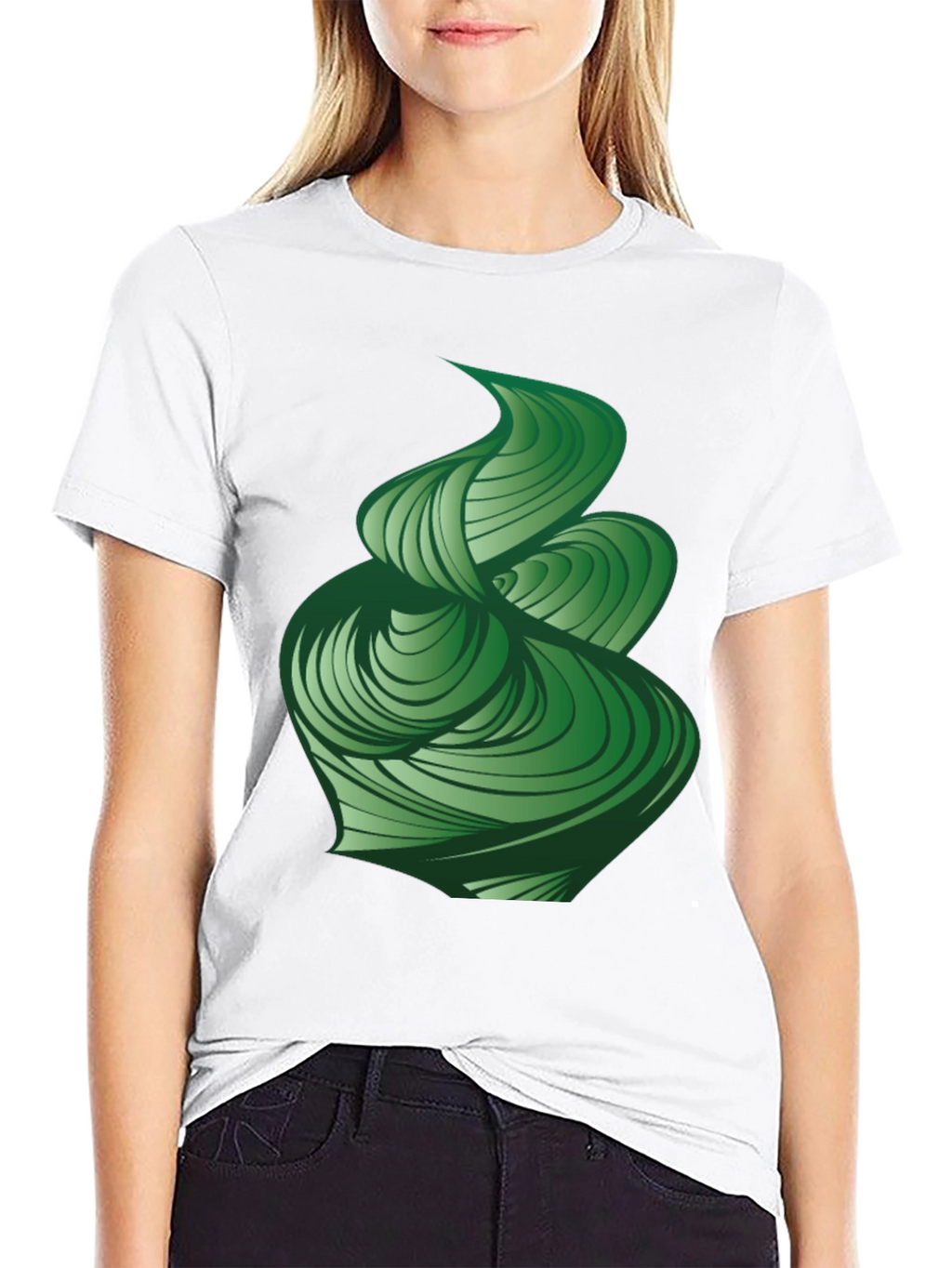 Abstract Green Swirl Graphic Tee - Modern Design