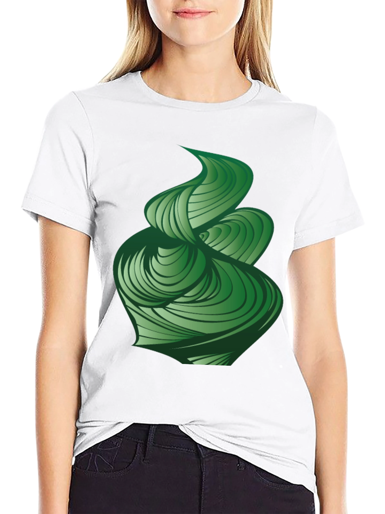 Abstract Green Swirl Graphic Tee - Modern Design