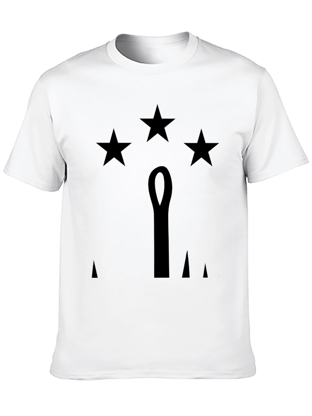 Mens Black T-Shirt with Stars & Emblem Design