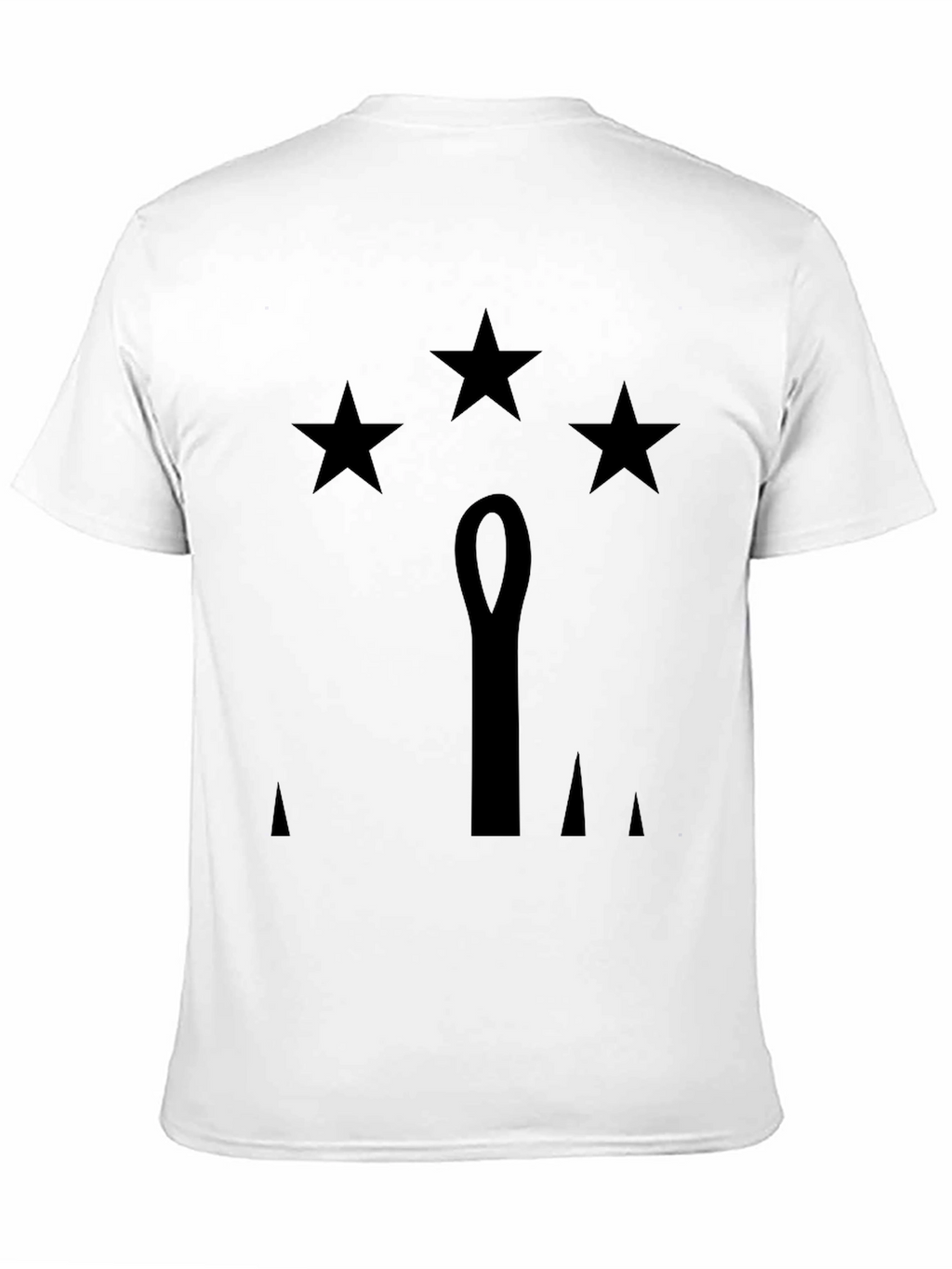 Mens Black T-Shirt with Stars & Emblem Design