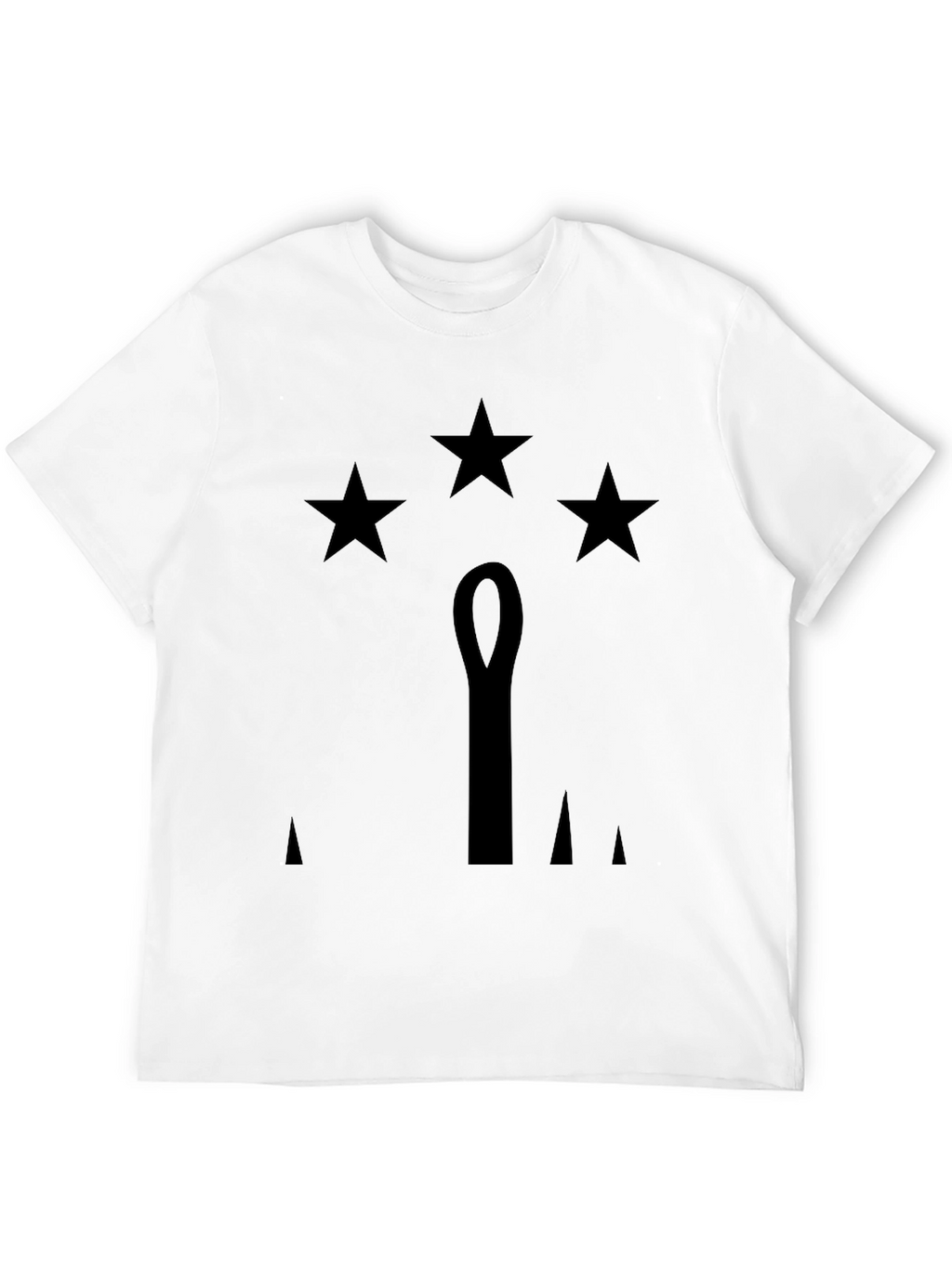 Mens Black T-Shirt with Stars & Emblem Design