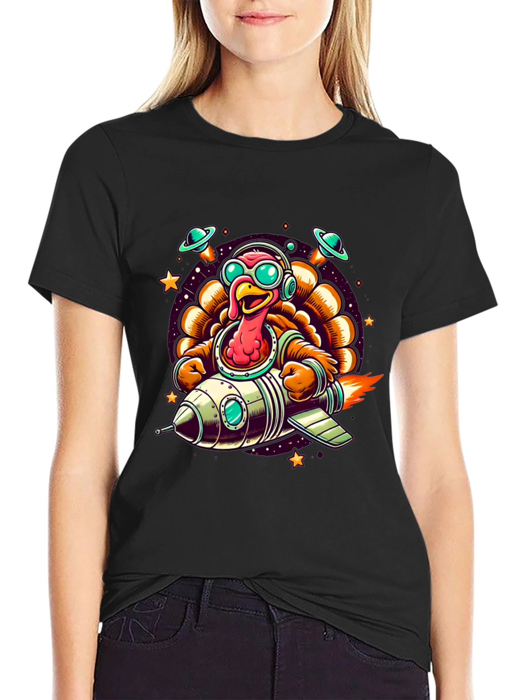 Turkey Astronaut T-Shirt - Thanksgiving Space Adventure