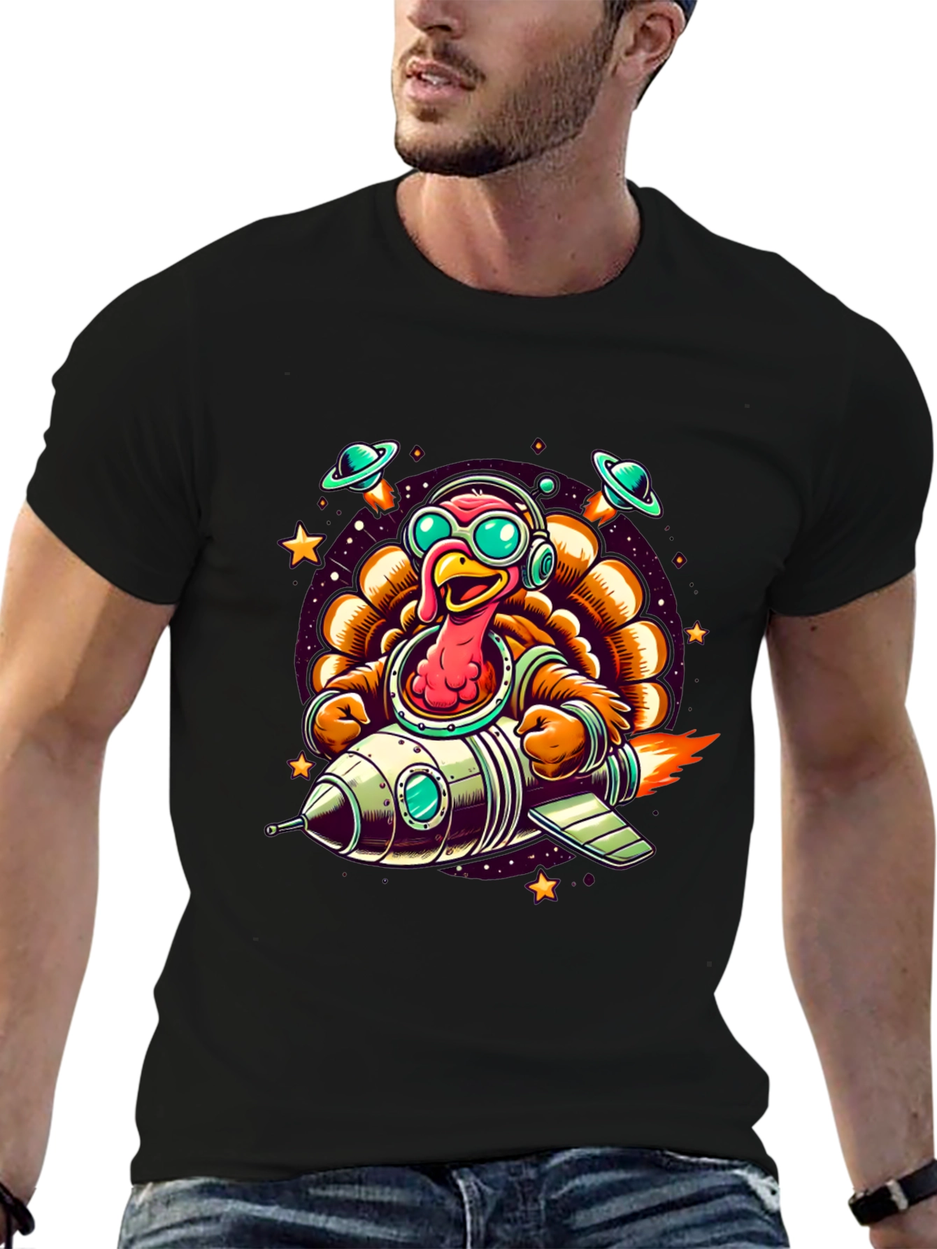 Turkey Astronaut T-Shirt - Thanksgiving Space Adventure