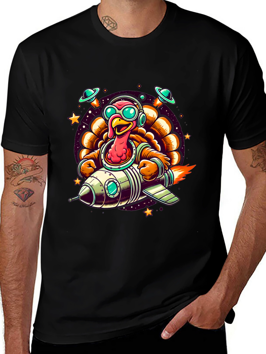 Turkey Astronaut T-Shirt - Thanksgiving Space Adventure