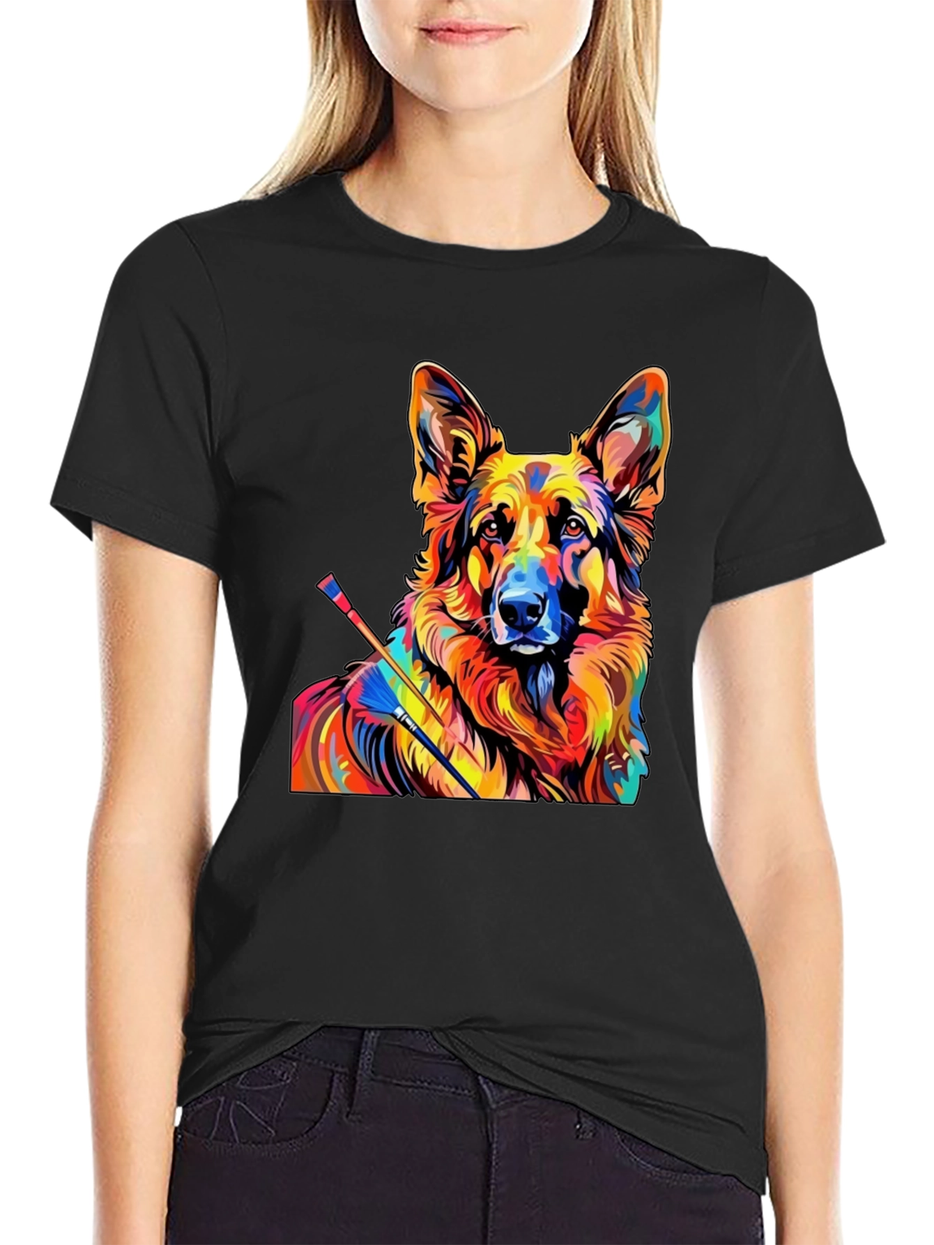 Colorful German Shepherd Graphic Tee