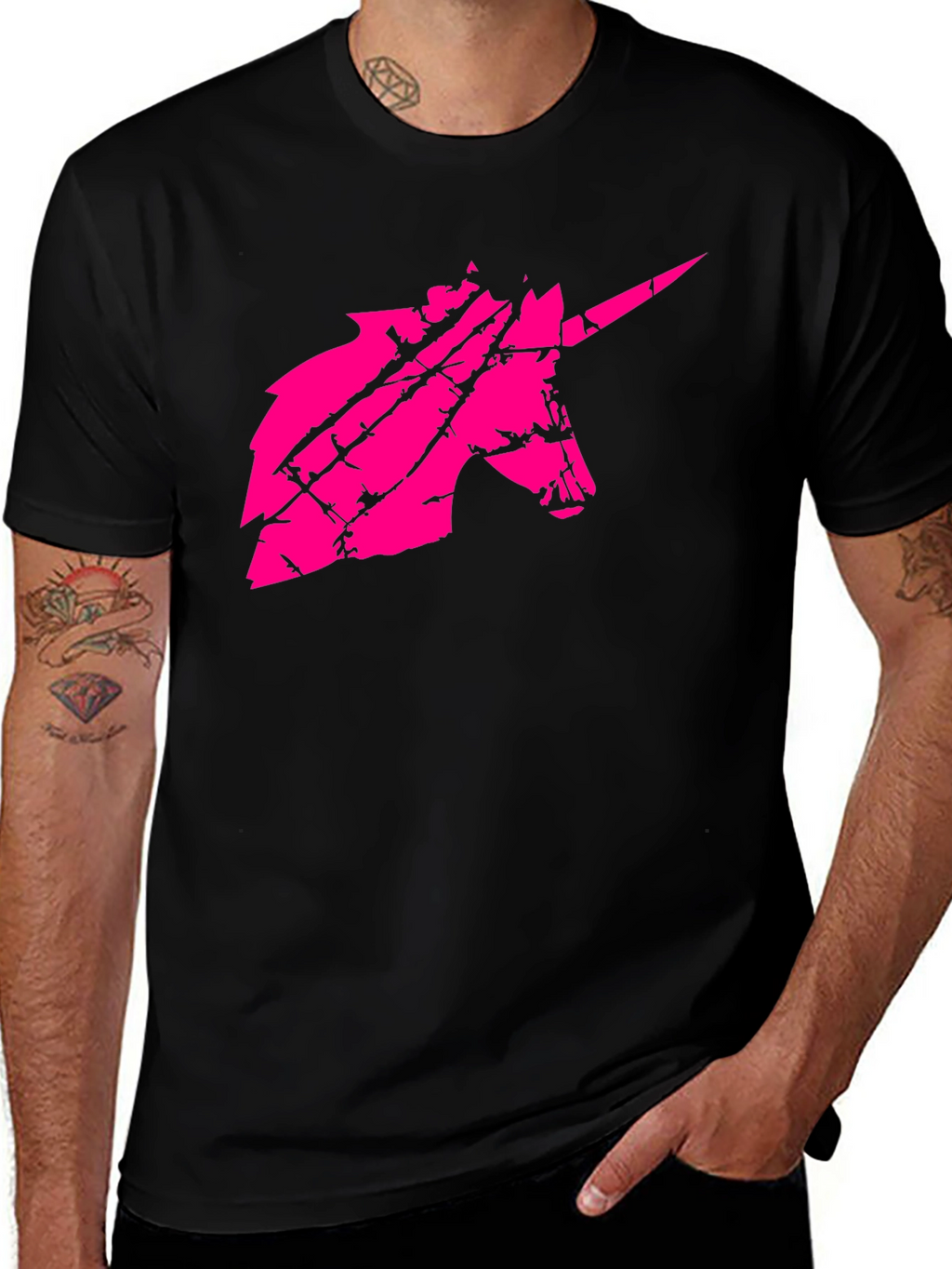 Unicorn Graphic Mens Black T-Shirt