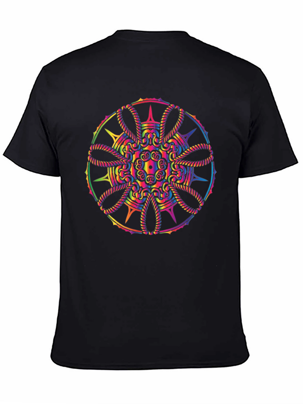 Rainbow Mandala Graphic Black T-Shirt