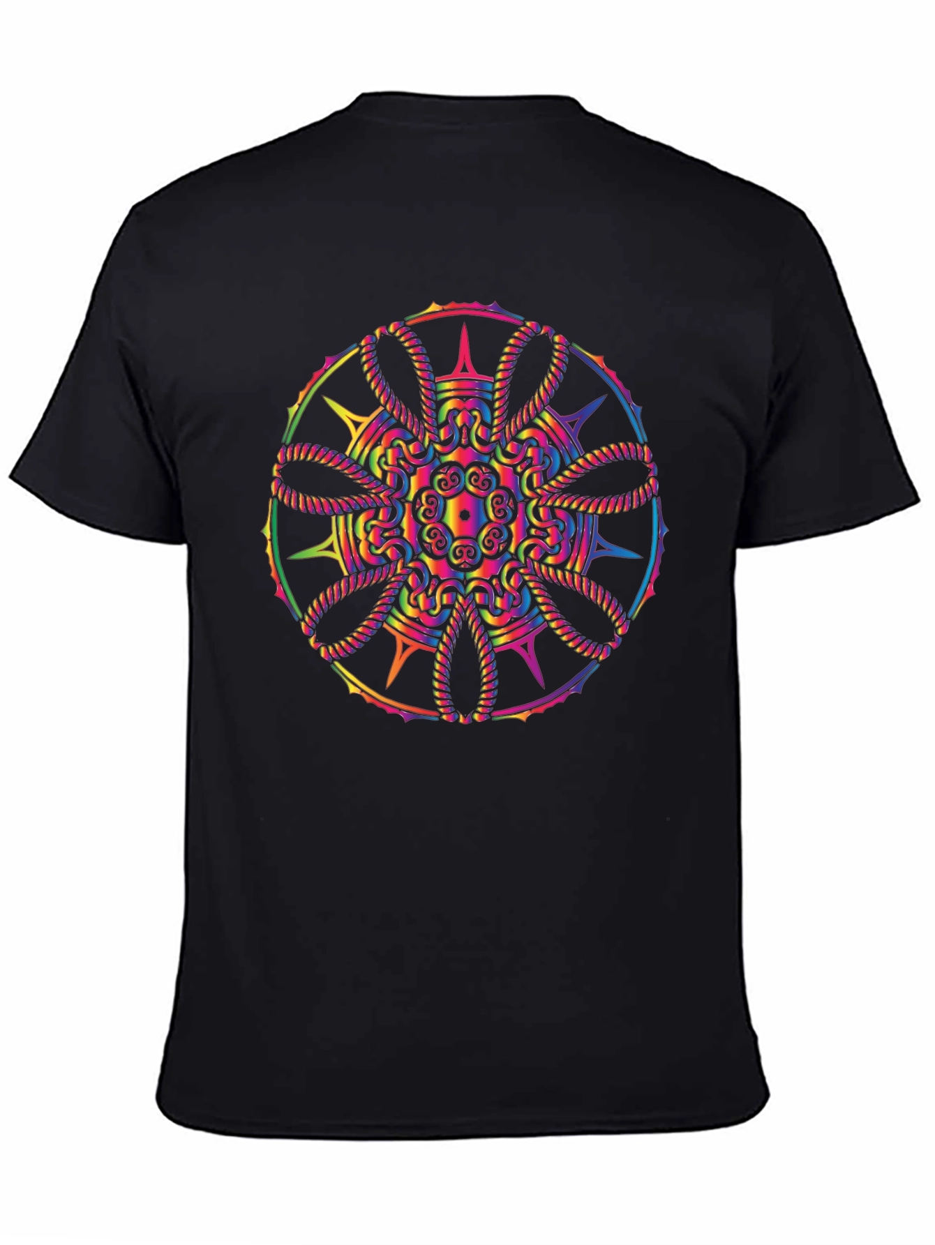 Rainbow Mandala Graphic Black T-Shirt