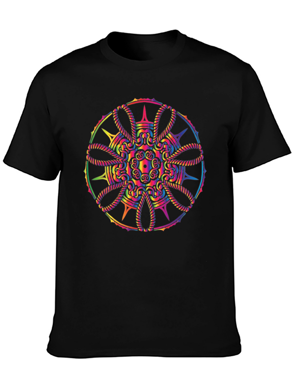 Rainbow Mandala Graphic Black T-Shirt