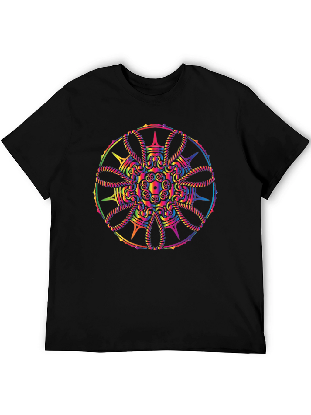 Rainbow Mandala Graphic Black T-Shirt