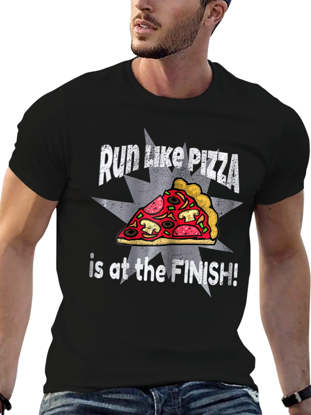 Run Like Pizza Funny Graphic T-Shirt