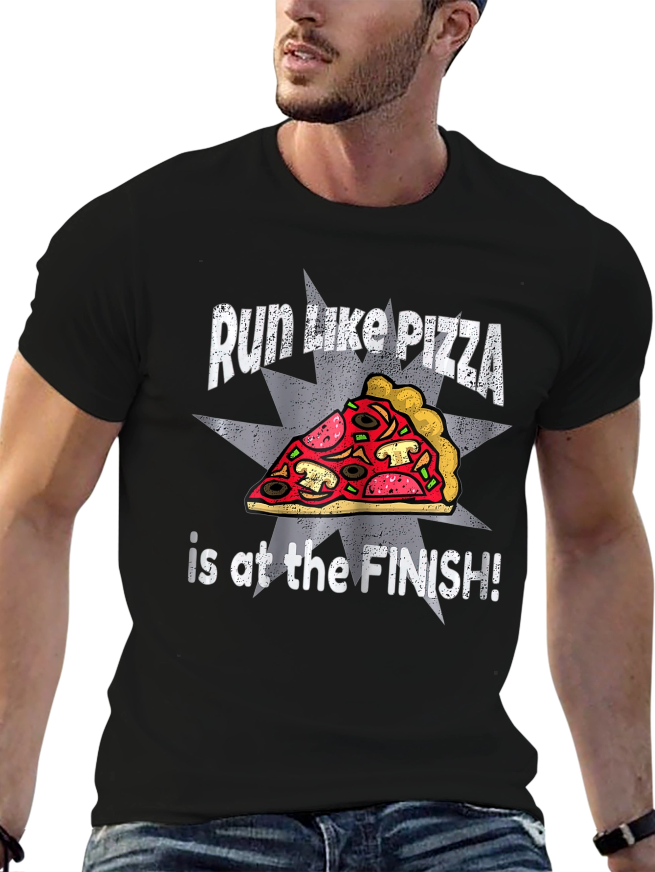 Run Like Pizza Funny Graphic T-Shirt
