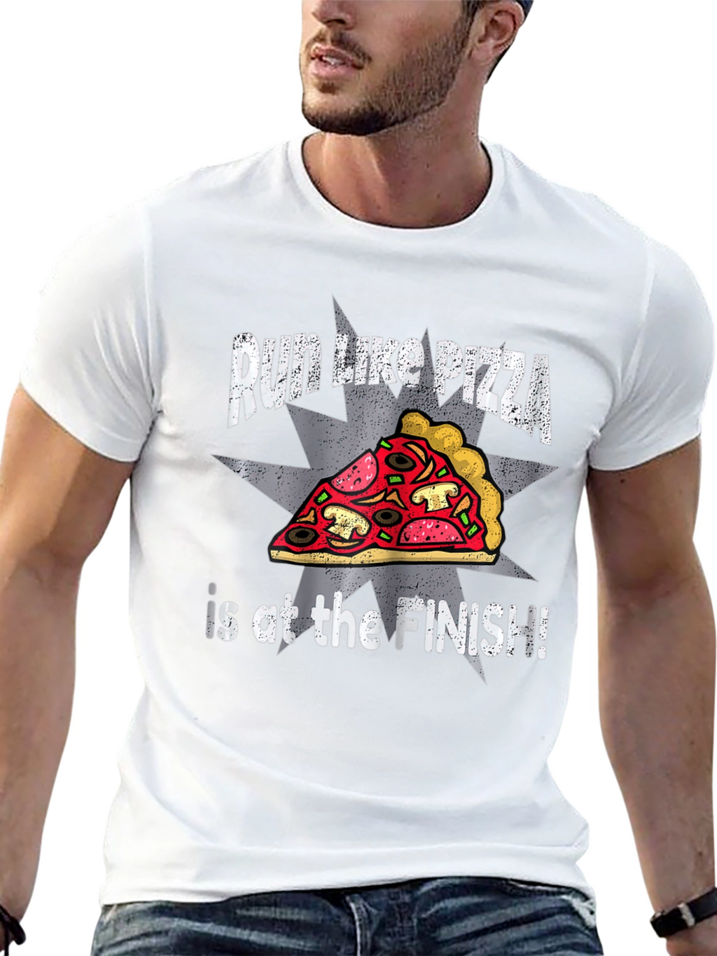 Run Like Pizza Funny Graphic T-Shirt