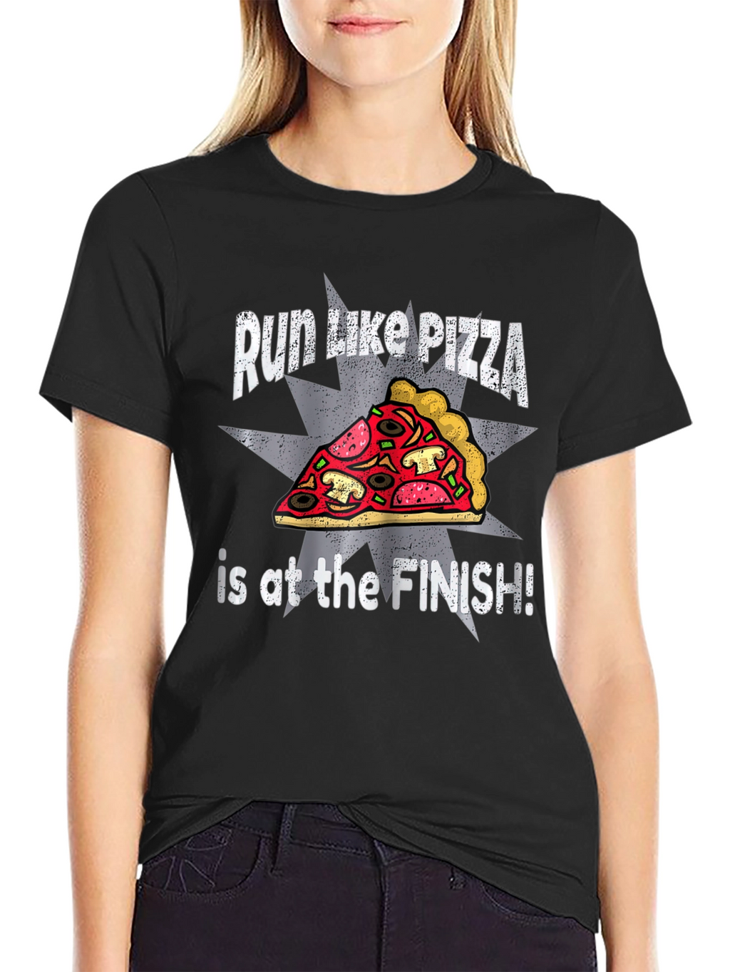 Run Like Pizza Funny Graphic T-Shirt